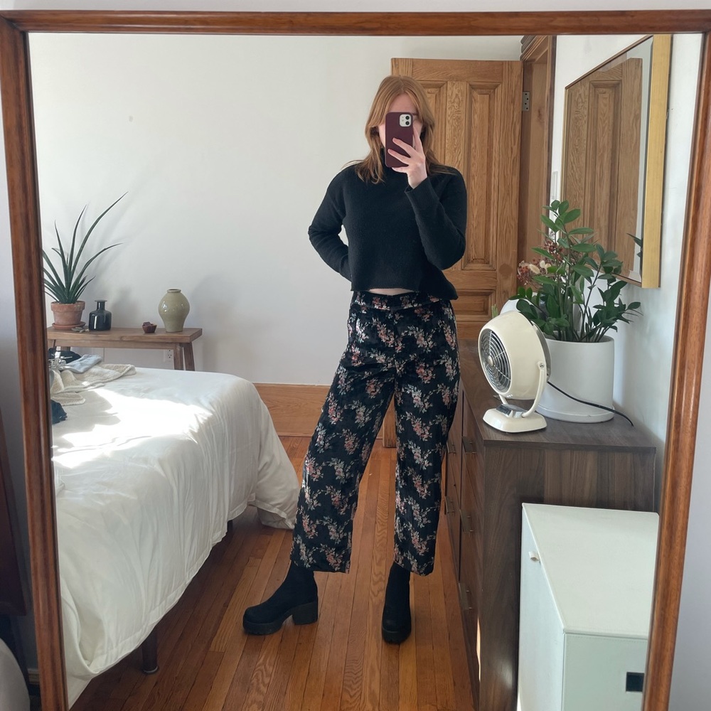 Velvet Floral Pants